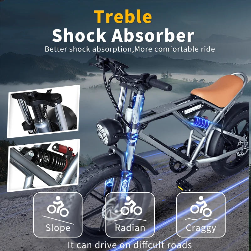 1000W Motor Electric bike 48V 55AH 20-inch Snow Tire Electric bicycle Outdoor adult Off-Road Bicycle Mountain Ebike