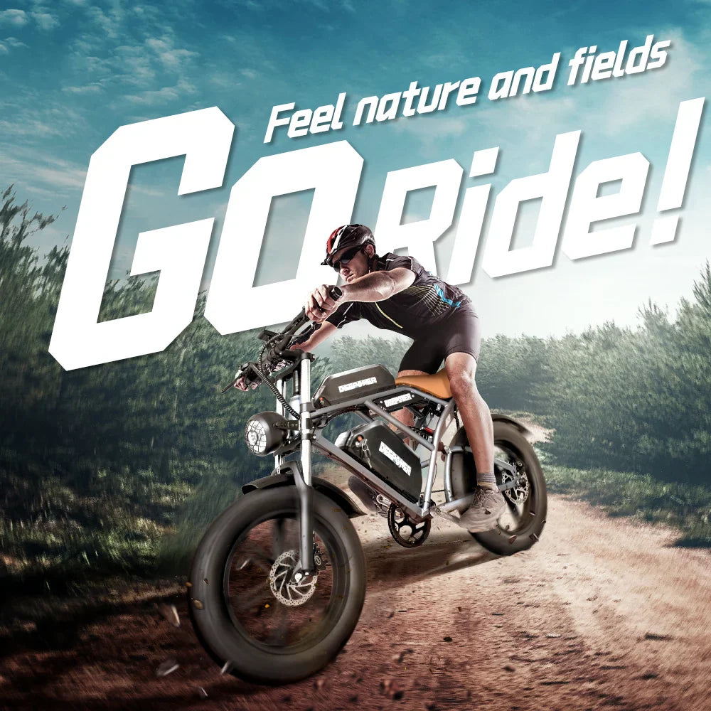 DEEPOWER S7Pro Electric Bike for Adults, 48V, 60Ah,Dual Battery, 20''x4.0 Fat Tires,Snow Mountain E-Bike, 2000W Electric Bicycle