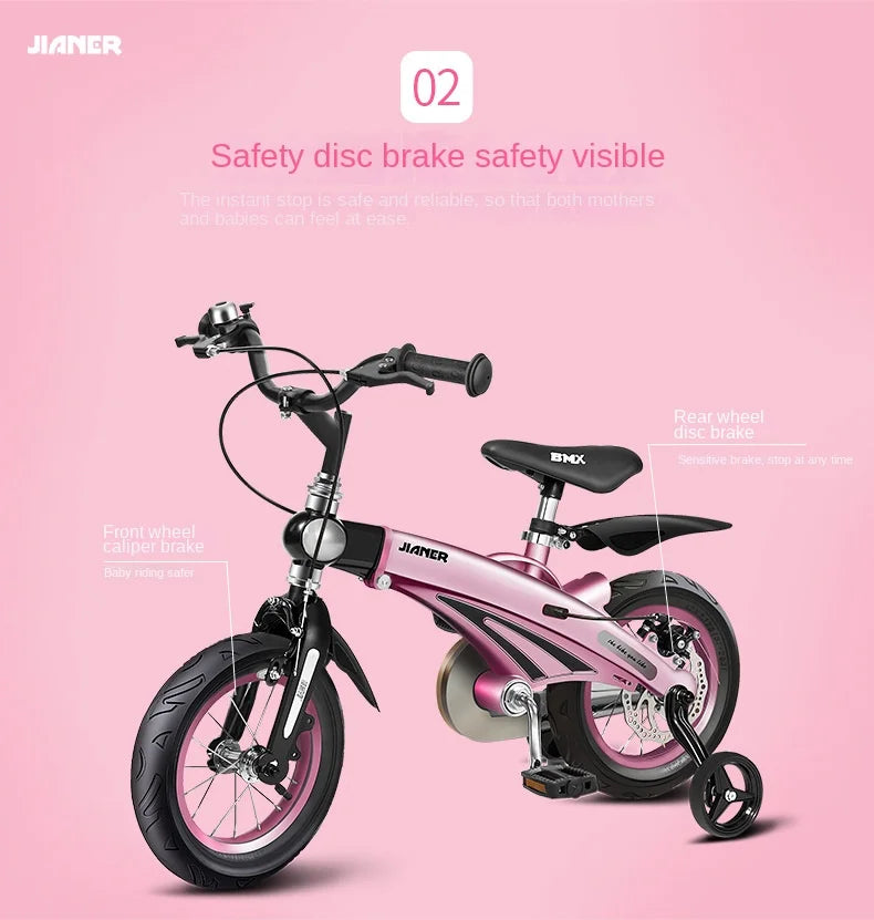 PUOU Children's Bicycle With Magnesium Alloy Monoblock Wheels For Girls And Boys Baby's First Bike Hot New