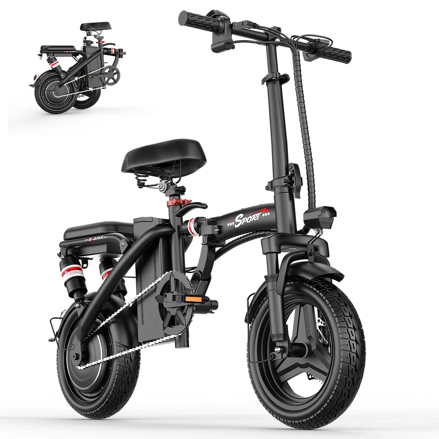 Mini Folding Electric Bike 48V 400W 30AH 14-inch Electric City Bike Folding Electric Bicycle Cheap Adult Battery Powered Scooter