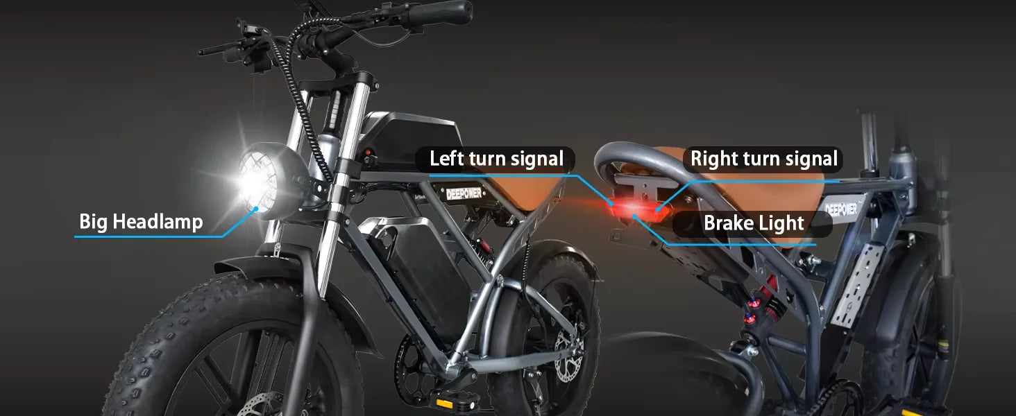 Deepower Electric Bike 2000W 48V 60AH 20Inch Fat Tire Mountain Ebike for Adults Disc Brake Off-Road Adventure Electric Bicycle