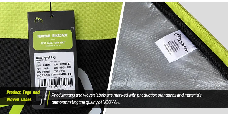 NOOYAH Bike Bag Bicycle Travel Bag Transport Case with Wheel Bag Rear Derailleur Pad Frame Fork Protective Tool Bike Accessories