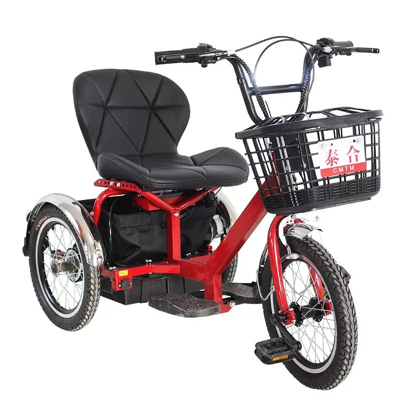 Mini Electric Tricycle With Passenger Seat For Elderly 250w 24v Lightweight Family Electric Bike 3 Wheel For Women Man Adult