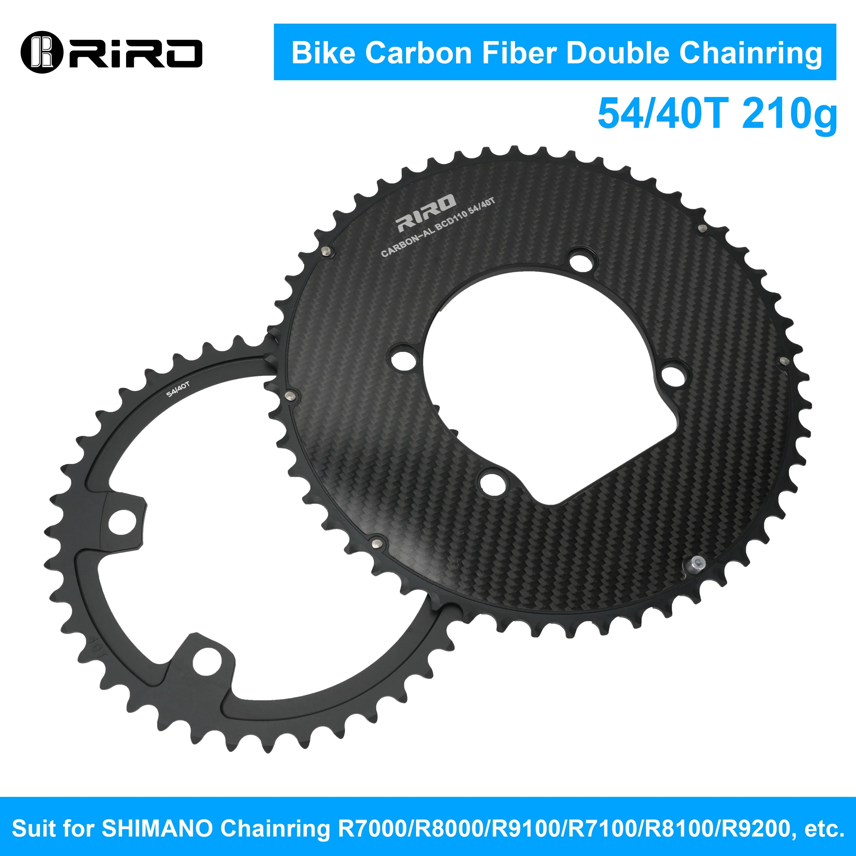 Riro Carbon 110Bcd Chainring Carbon Road Bike Chainring 50-34T 52-36T 53-39T 54-40T for R7100 R8100 R9200 110 Bcd Crown Aluminum