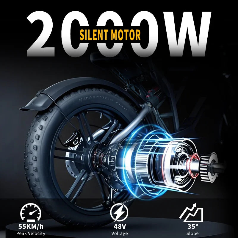 1000W Motor Electric bike 48V 55AH 20-inch Snow Tire Electric bicycle Outdoor adult Off-Road Bicycle Mountain Ebike