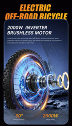 FVKINGE6 off-road electric bicycle peak 2900W motor 60KM/H52V40AH electric motorcycle 25 inches