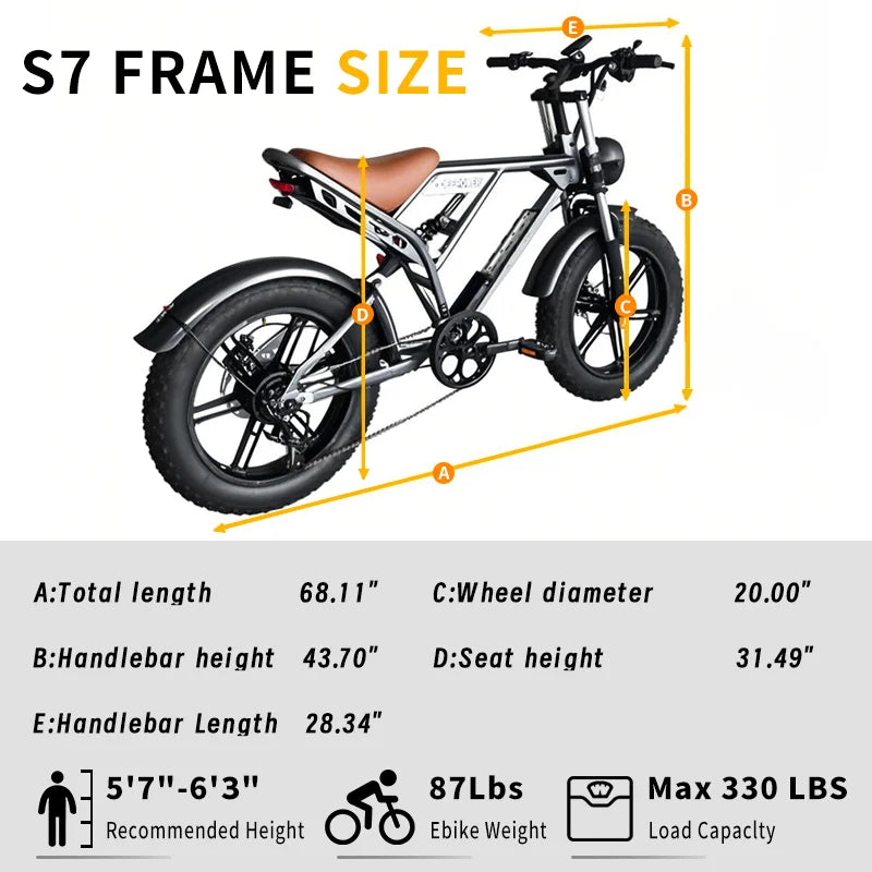 1000W Motor Electric bike 48V 55AH 20-inch Snow Tire Electric bicycle Outdoor adult Off-Road Bicycle Mountain Ebike