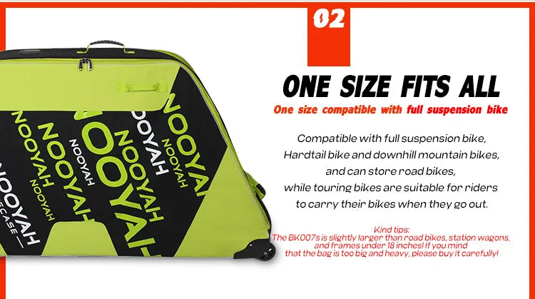 NOOYAH Bike Bag Bicycle Travel Bag Transport Case with Wheel Bag Rear Derailleur Pad Frame Fork Protective Tool Bike Accessories