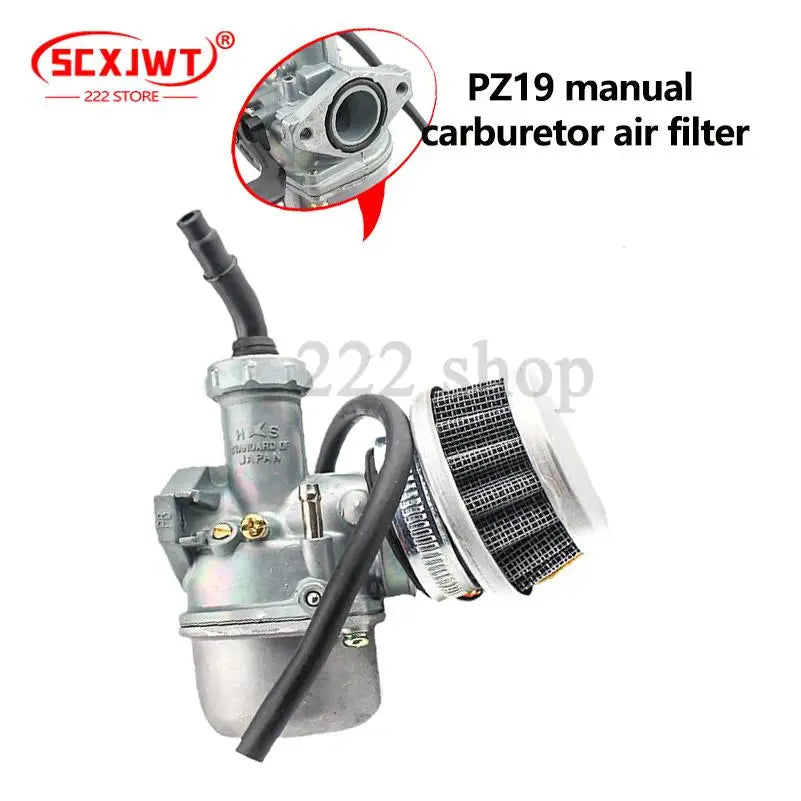 Motorcycle Carburetor PZ19 19mm Set with Air Filter for 50 70 90 110cc Universal ATV Off-road Dirt Pit Bike Motocross