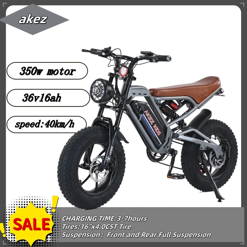 Mini motorcycle children riding electric bike 350W motor 36V 16Ah battery 16 inch tire E bike new urban sports electric bicycle