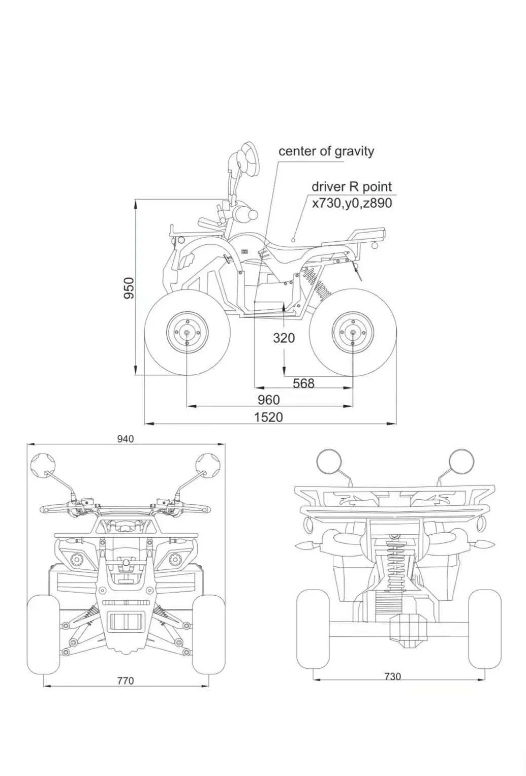 60V 2000W Electric ATV Electric Start Quad Bike Shaft Drive with Disc Brake for Adult EEC COC