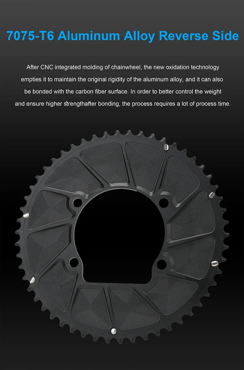 Riro Carbon 110Bcd Chainring Carbon Road Bike Chainring 50-34T 52-36T 53-39T 54-40T for R7100 R8100 R9200 110 Bcd Crown Aluminum