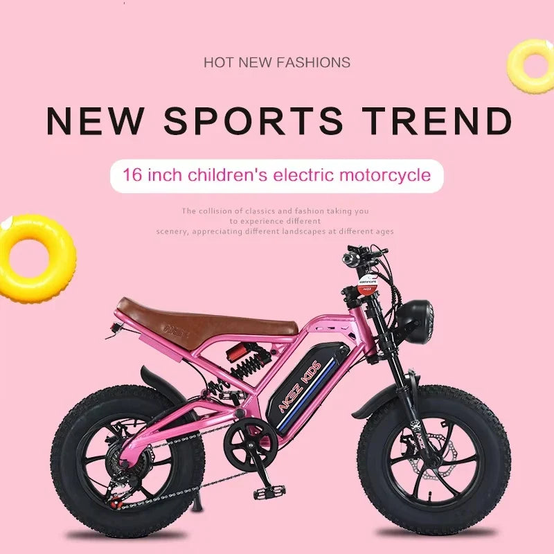 Mini motorcycle children riding electric bike 350W motor 36V 16Ah battery 16 inch tire E bike new urban sports electric bicycle