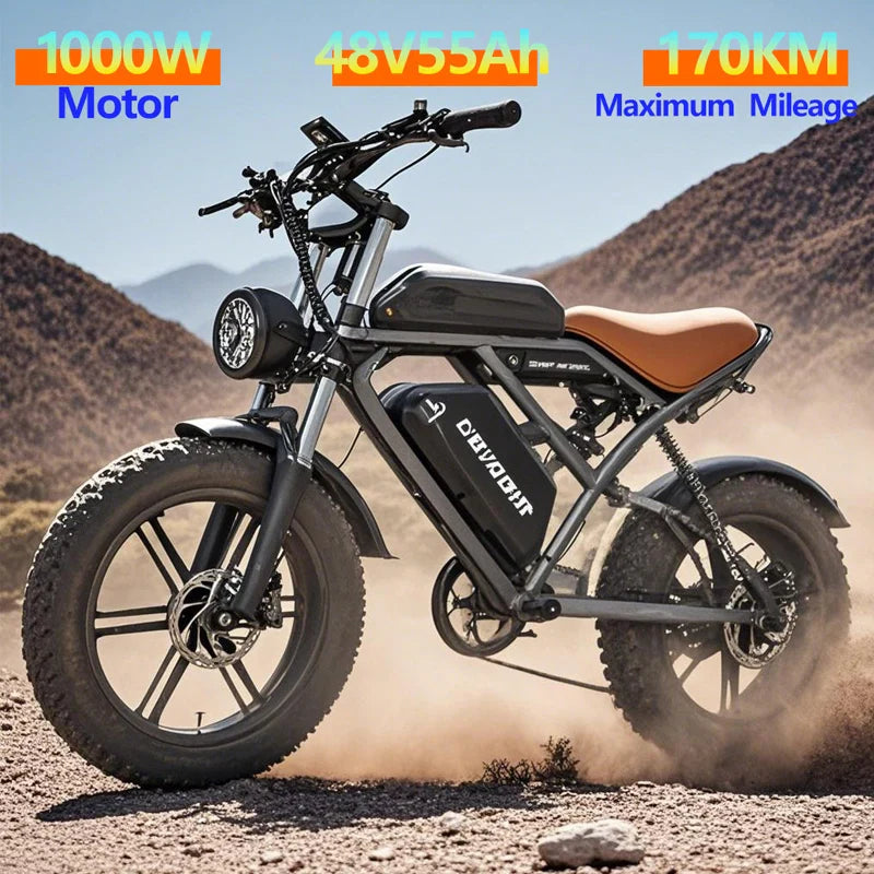 1000W Motor Electric bike 48V 55AH 20-inch Snow Tire Electric bicycle Outdoor adult Off-Road Bicycle Mountain Ebike