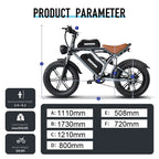 Deepower Electric Bike 2000W 48V 60AH 20Inch Fat Tire Mountain Ebike for Adults Disc Brake Off-Road Adventure Electric Bicycle