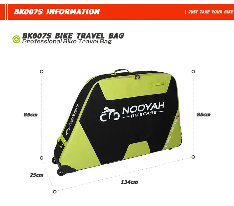 NOOYAH Bike Bag Bicycle Travel Bag Transport Case with Wheel Bag Rear Derailleur Pad Frame Fork Protective Tool Bike Accessories