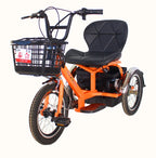Mini Electric Tricycle With Passenger Seat For Elderly 250w 24v Lightweight Family Electric Bike 3 Wheel For Women Man Adult