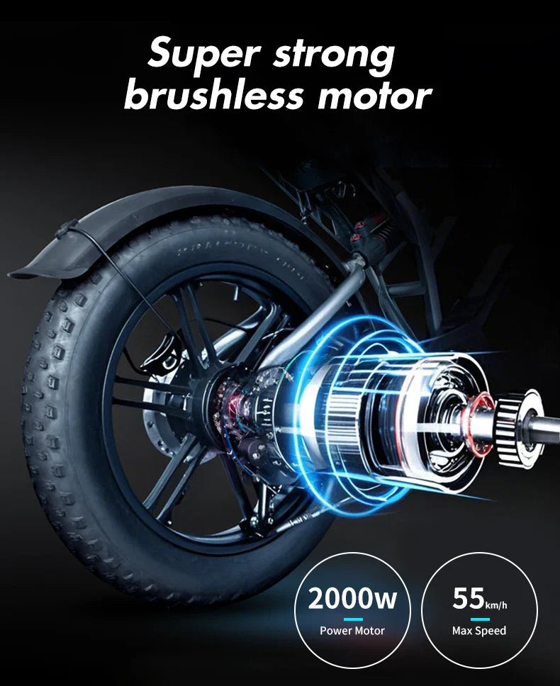 1000W Motor Electric bike 48V 55AH 20-inch Snow Tire Electric bicycle Outdoor adult Off-Road Bicycle Mountain Ebike