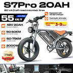 DEEPOWER S7Pro Electric Bike for Adults, 48V, 60Ah,Dual Battery, 20''x4.0 Fat Tires,Snow Mountain E-Bike, 2000W Electric Bicycle
