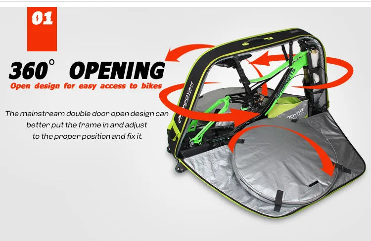 NOOYAH Bike Bag Bicycle Travel Bag Transport Case with Wheel Bag Rear Derailleur Pad Frame Fork Protective Tool Bike Accessories