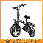 Mini Folding Electric Bike 48V 400W 30AH 14-inch Electric City Bike Folding Electric Bicycle Cheap Adult Battery Powered Scooter