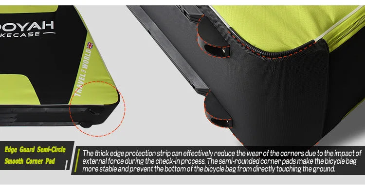 NOOYAH Bike Bag Bicycle Travel Bag Transport Case with Wheel Bag Rear Derailleur Pad Frame Fork Protective Tool Bike Accessories