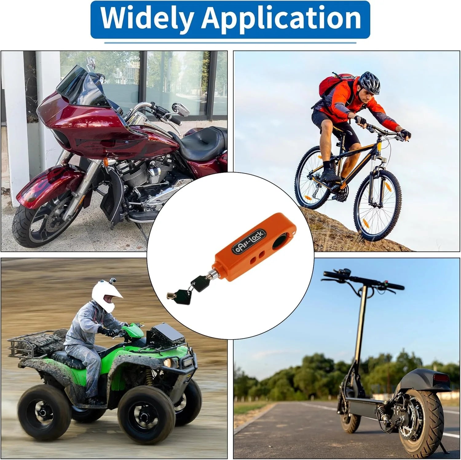 Mini Electric Vehicle Bike Bike Handlebars Lock Brake Lock Anti-Theft Grip Lock Combo bicycle security equipment adjustable