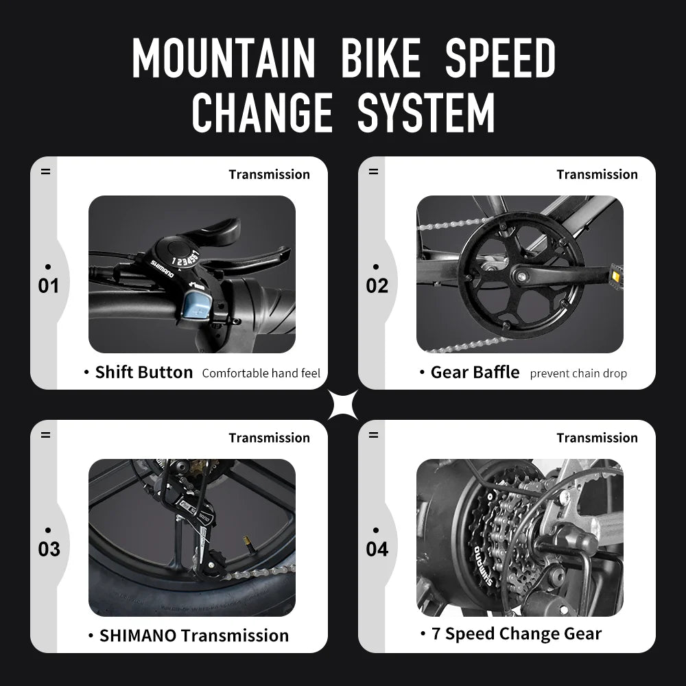 DEEPOWER S7Pro Electric Bike for Adults, 48V, 60Ah,Dual Battery, 20''x4.0 Fat Tires,Snow Mountain E-Bike, 2000W Electric Bicycle