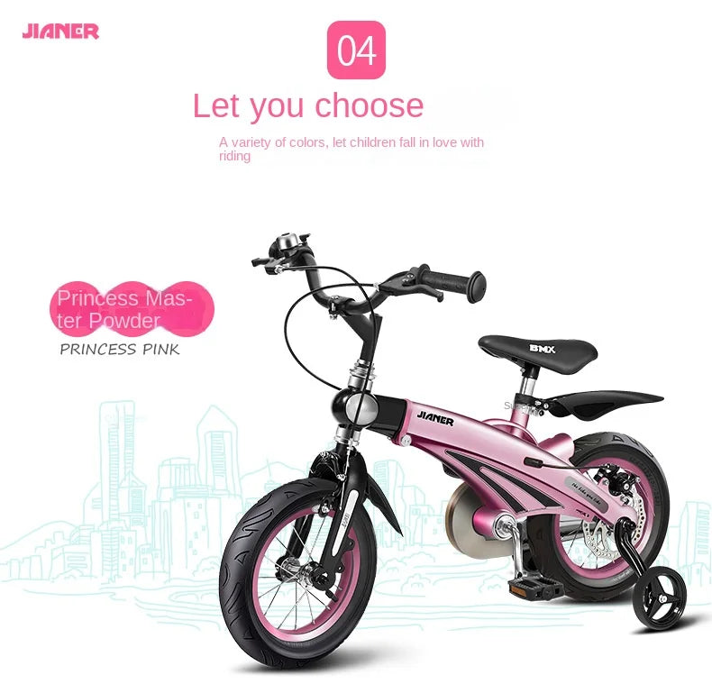 PUOU Children's Bicycle With Magnesium Alloy Monoblock Wheels For Girls And Boys Baby's First Bike Hot New