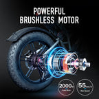 DEEPOWER S7Pro Electric Bike for Adults, 48V, 60Ah,Dual Battery, 20''x4.0 Fat Tires,Snow Mountain E-Bike, 2000W Electric Bicycle