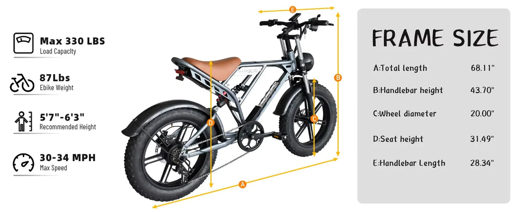 Deepower Electric Bike 2000W 48V 60AH 20Inch Fat Tire Mountain Ebike for Adults Disc Brake Off-Road Adventure Electric Bicycle