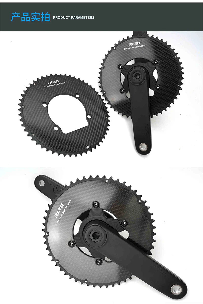 Riro Carbon 110Bcd Chainring Carbon Road Bike Chainring 50-34T 52-36T 53-39T 54-40T for R7100 R8100 R9200 110 Bcd Crown Aluminum