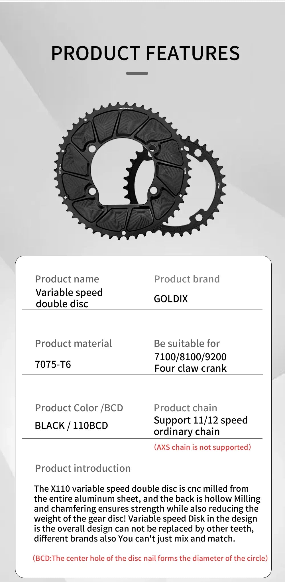 Riro Carbon 110Bcd Chainring Carbon Road Bike Chainring 50-34T 52-36T 53-39T 54-40T for R7100 R8100 R9200 110 Bcd Crown Aluminum