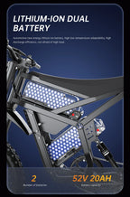 FVKINGE6 off-road electric bicycle peak 2900W motor 60KM/H52V40AH electric motorcycle 25 inches