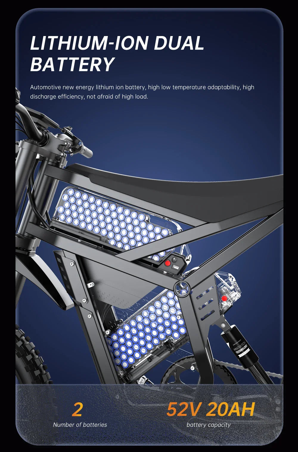 FVKINGE6 off-road electric bicycle peak 2900W motor 60KM/H52V40AH electric motorcycle 25 inches