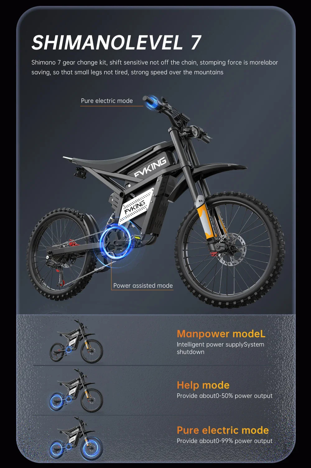 E6 Adult Electric Bicycle 2000w 52V 40ah Mountain Electric Bike 25 Inch Tire Outdoor Entertainment Off Road E Bike