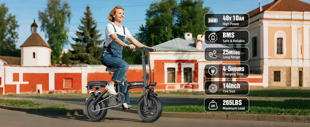 Mini Folding Electric Bike 48V 400W 30AH 14-inch Electric City Bike Folding Electric Bicycle Cheap Adult Battery Powered Scooter